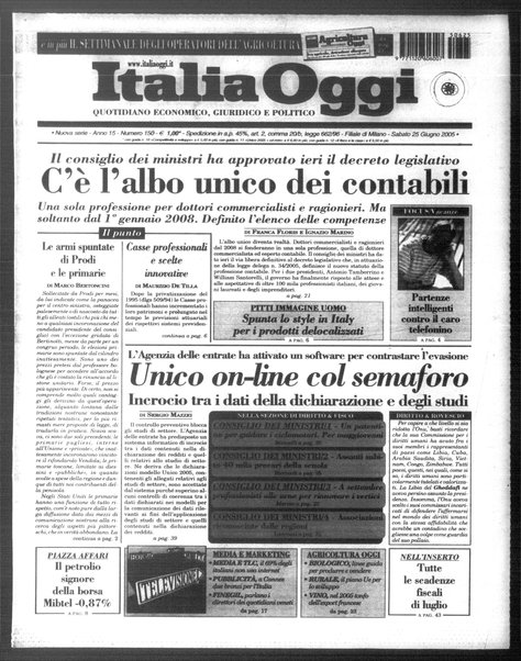 Italia oggi : quotidiano di economia finanza e politica